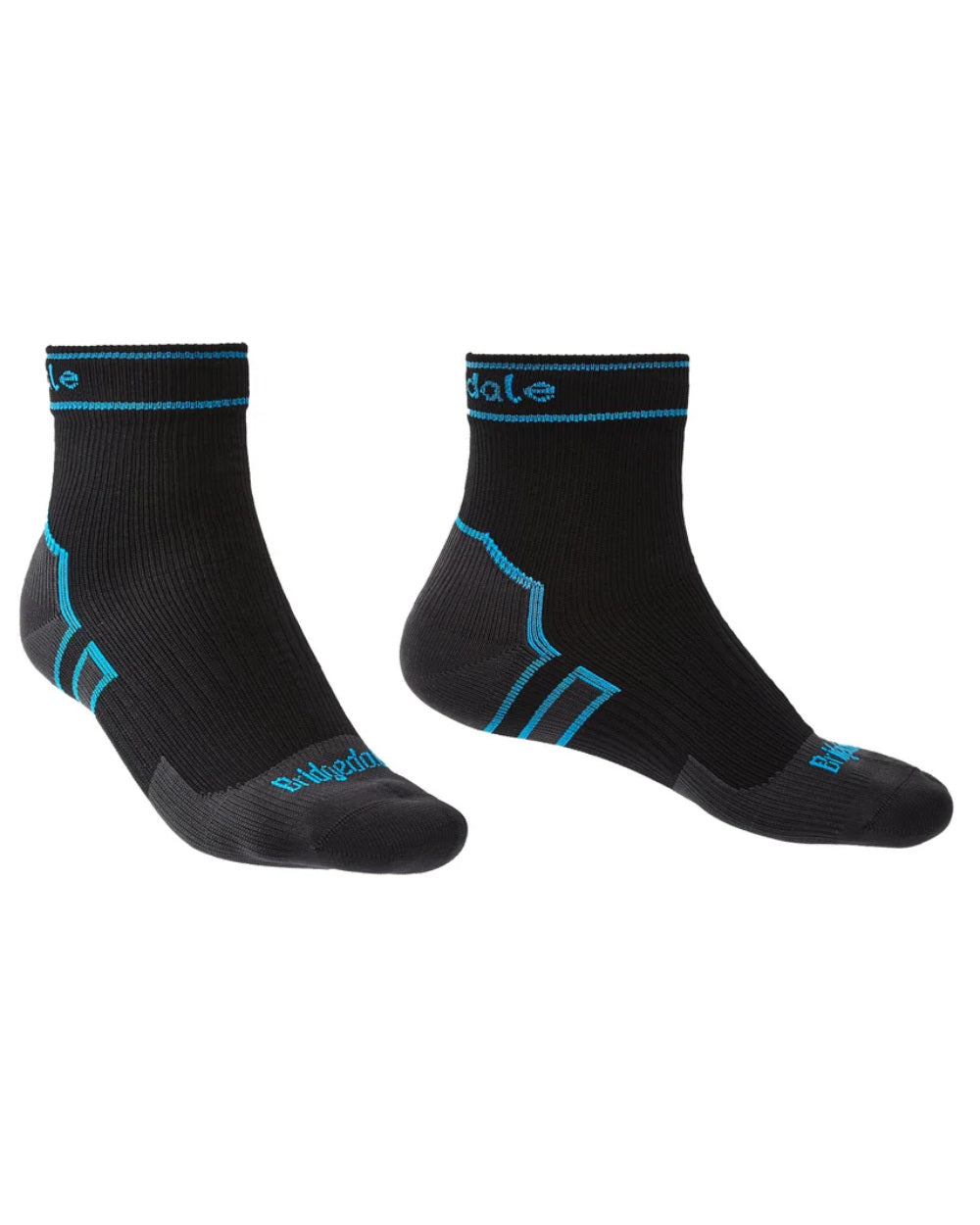 Black Coloured Bridgedale StormSock Midweight Ankle Socks On A White Background