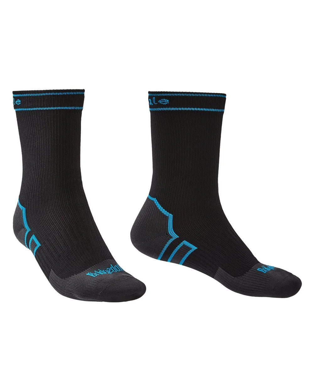 Black Coloured Bridgedale StormSock Midweight Boot Socks On A White Background 