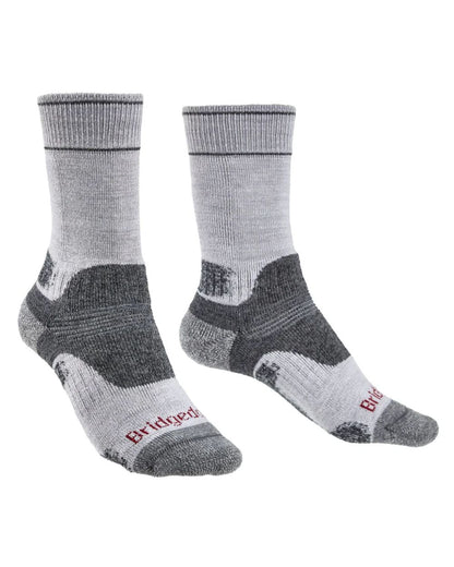 Silver Grey Coloured Bridgedale Womens Midweight Merino Performance Socks On A White Background 