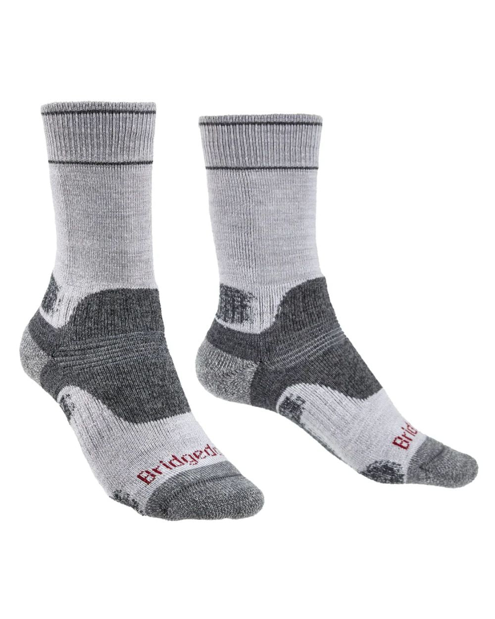 Silver Grey Coloured Bridgedale Womens Midweight Merino Performance Socks On A White Background