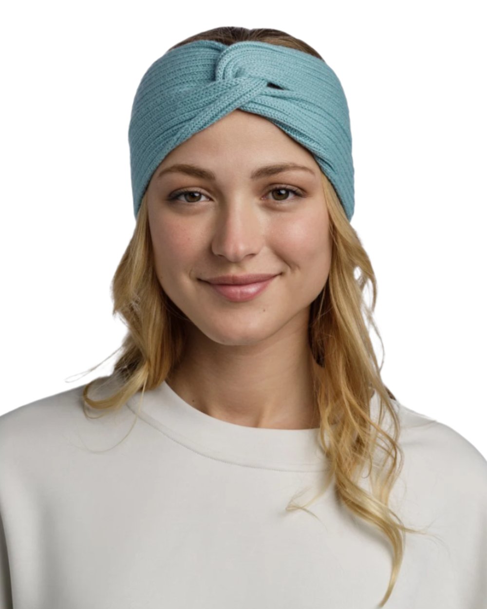 Pool Coloured Buff Norval Merino Wool Headband On A White Background