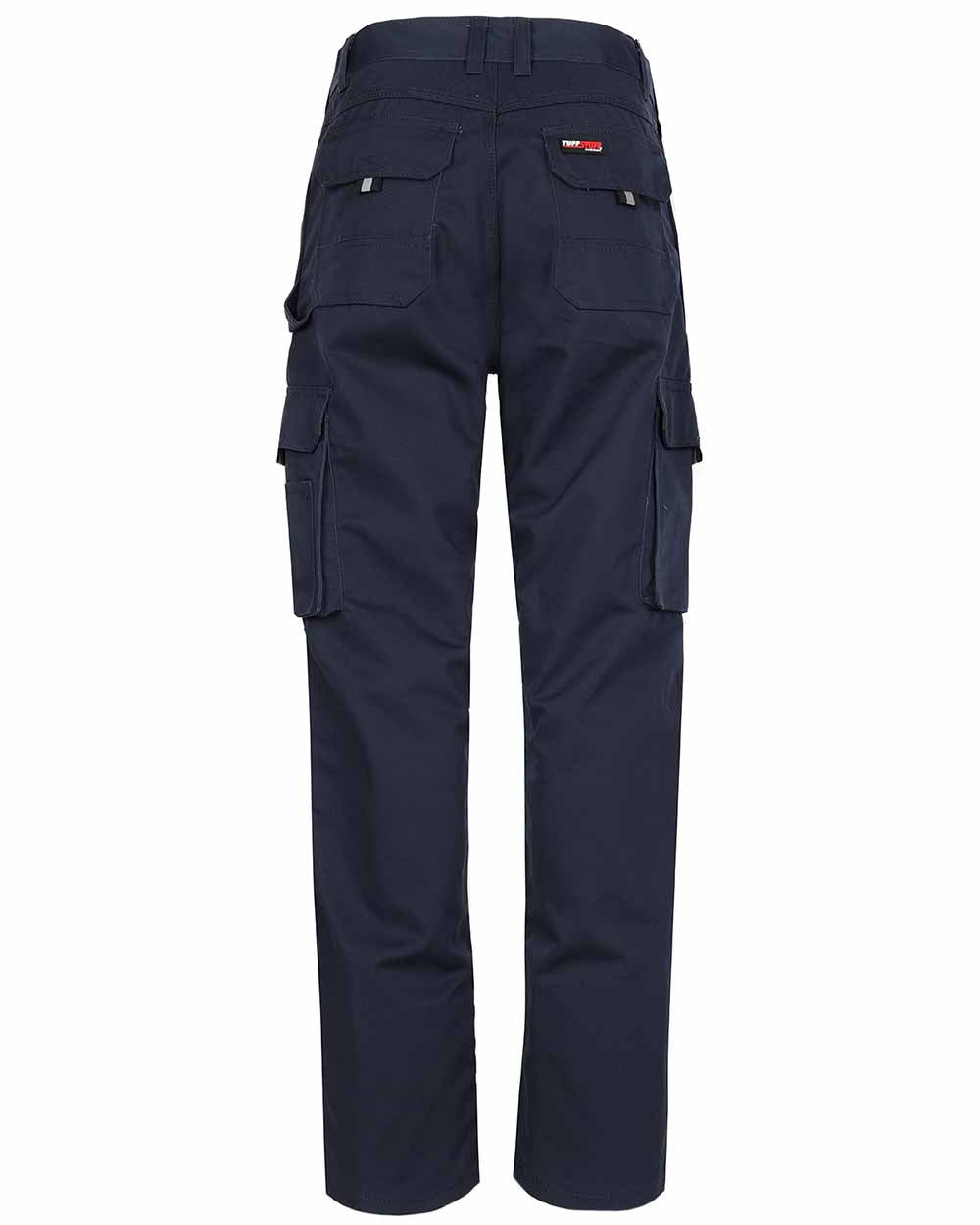 Navy Coloured TuffStuff Pro Work Trousers On A White Background