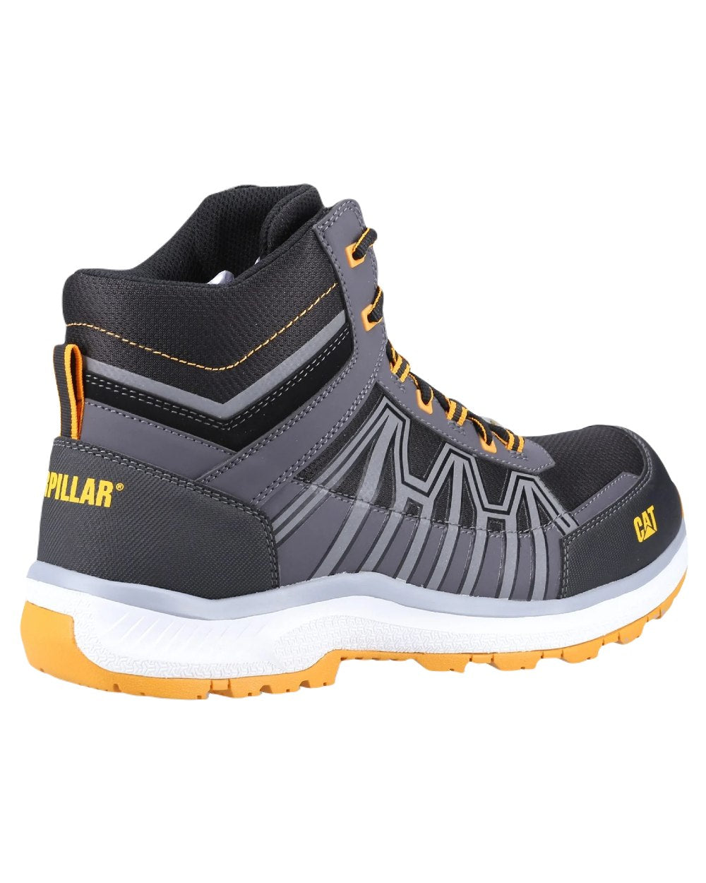 Black Orange Coloured Caterpillar Mens Charge Hiker S3 Safety Boots on White Background