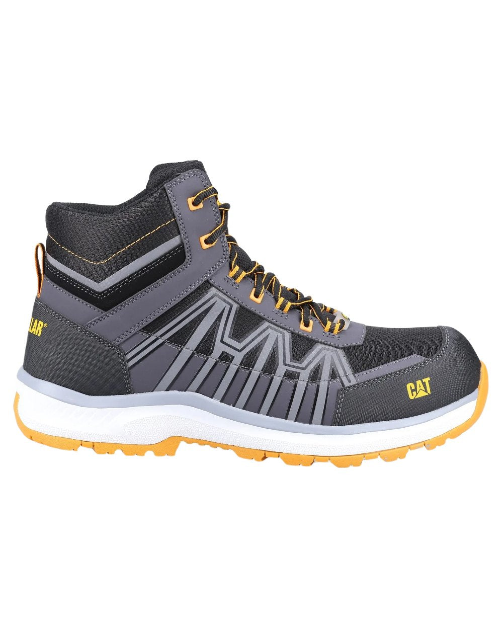 Black Orange Coloured Caterpillar Mens Charge Hiker S3 Safety Boots on White Background