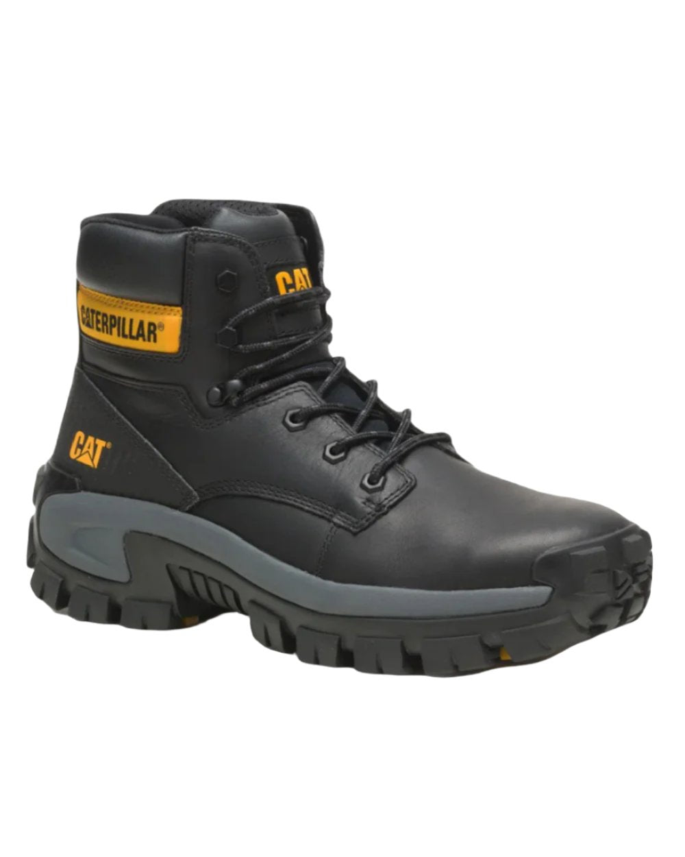 Black Coloured Caterpillar Invader Hiker Safety Boot On A White Background