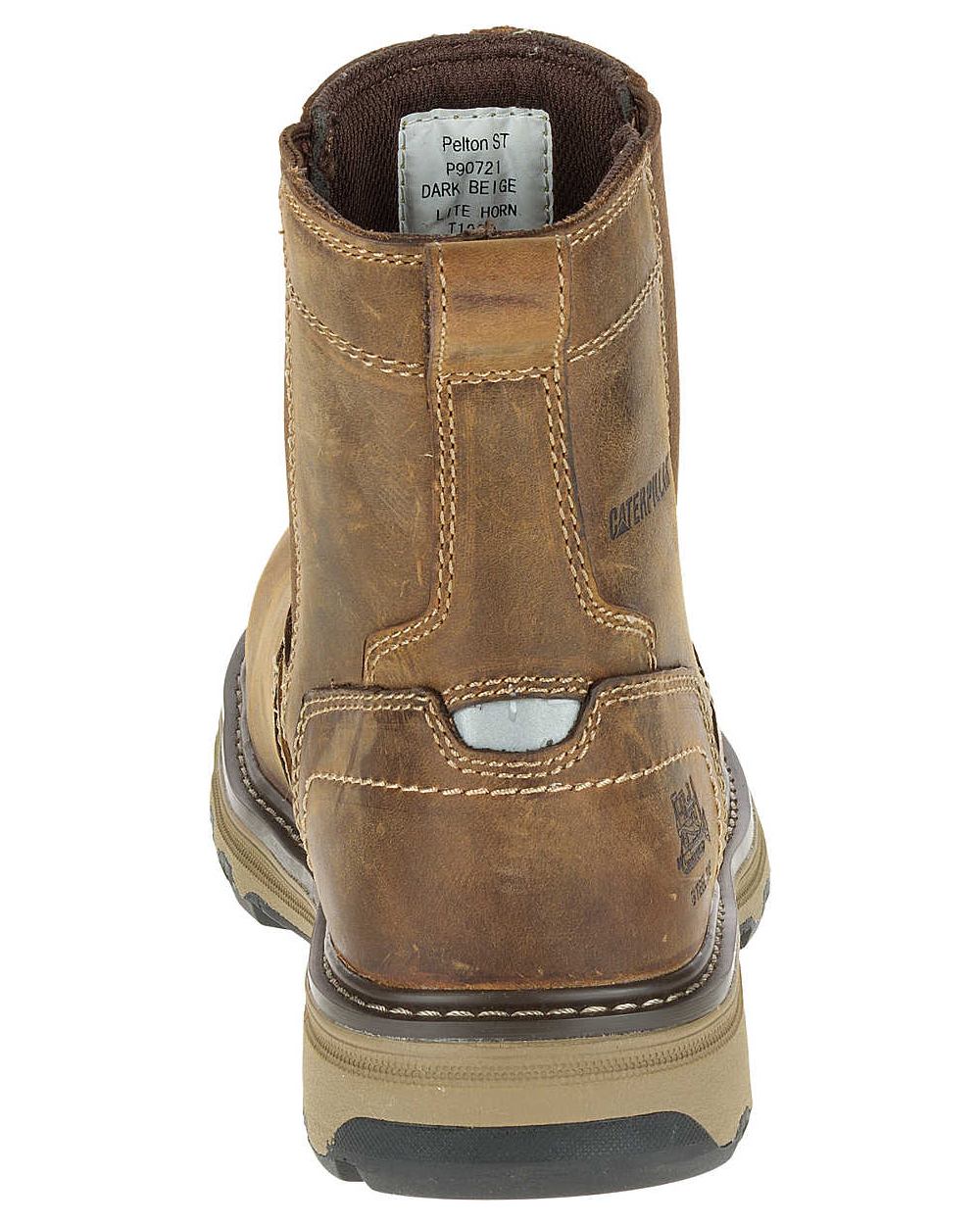 Dark Beige Coloured Caterpillar Pelton S1P Safety Boot On A White Background