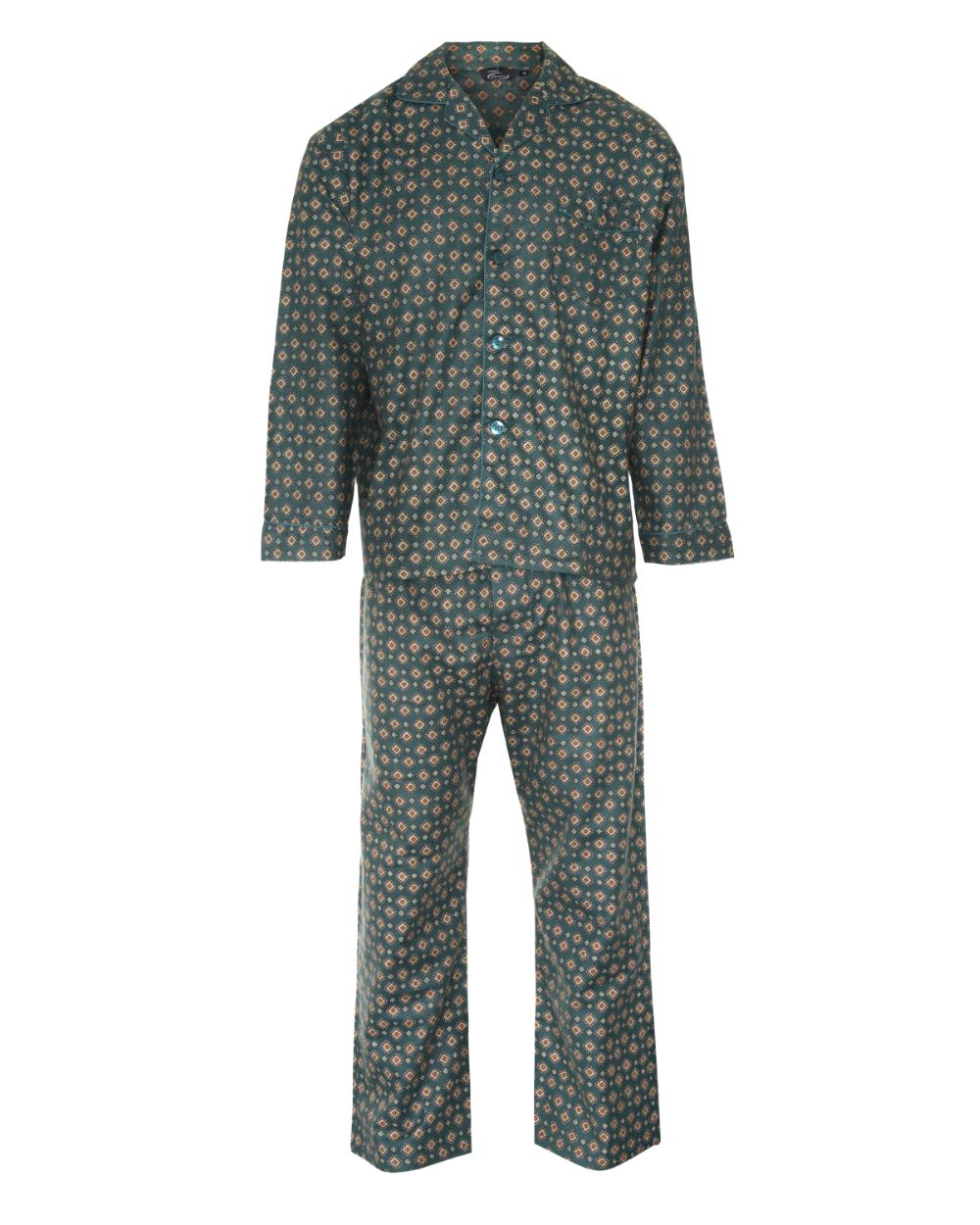 Teal Green Coloured Champion Diamond Pyjamas 100% Cotton On A White Background