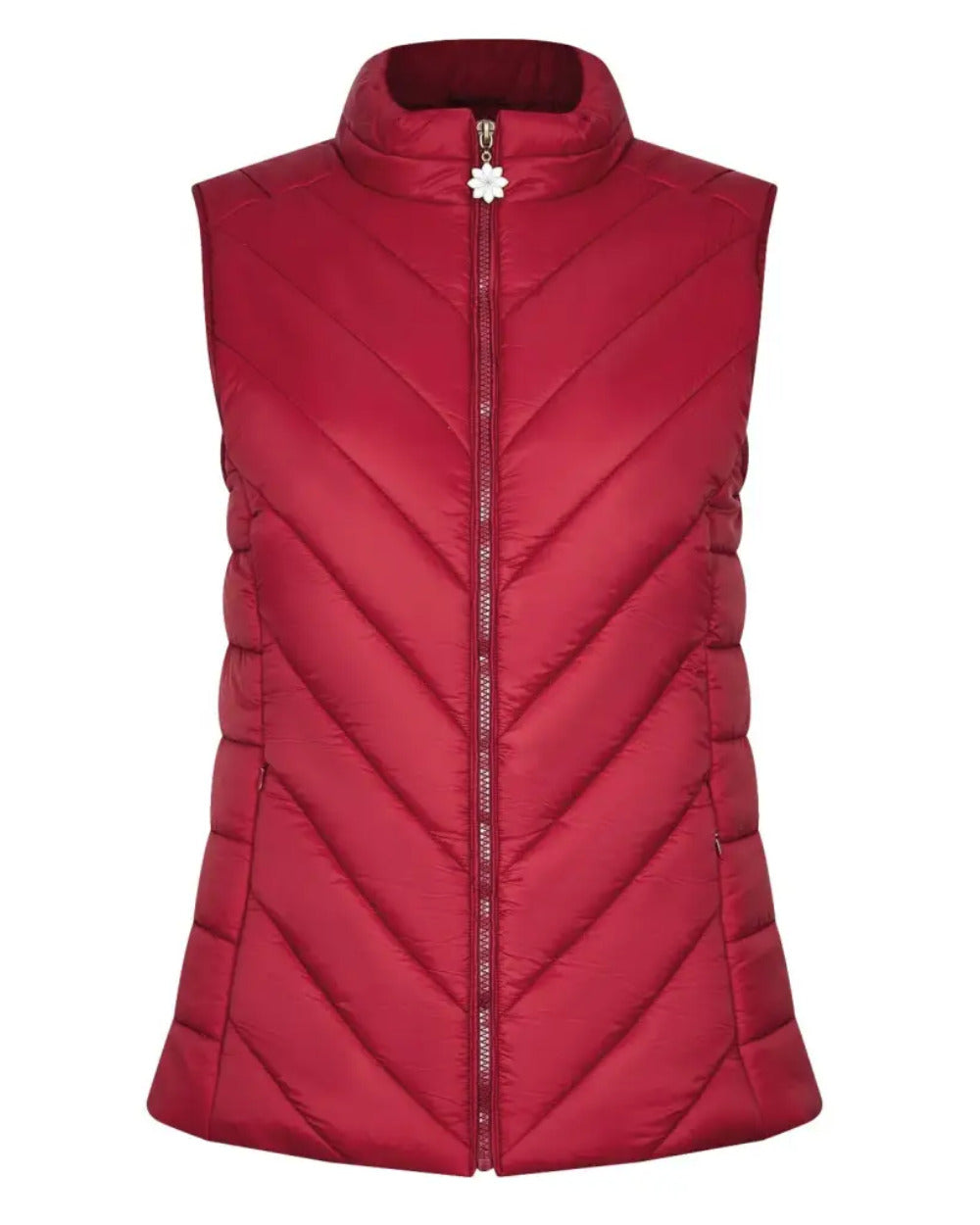 Red Coloured Champion Lundy Ladies Gilet On A White Background