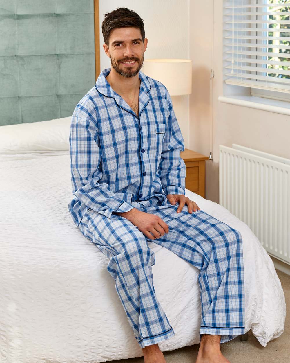 Light Blue Coloured Champion Marlow Pyjamas On A Bedroom Background