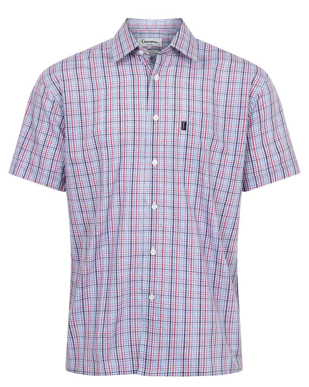 Red Coloured Champion Poole Short Sleeve Shirt On A White Background