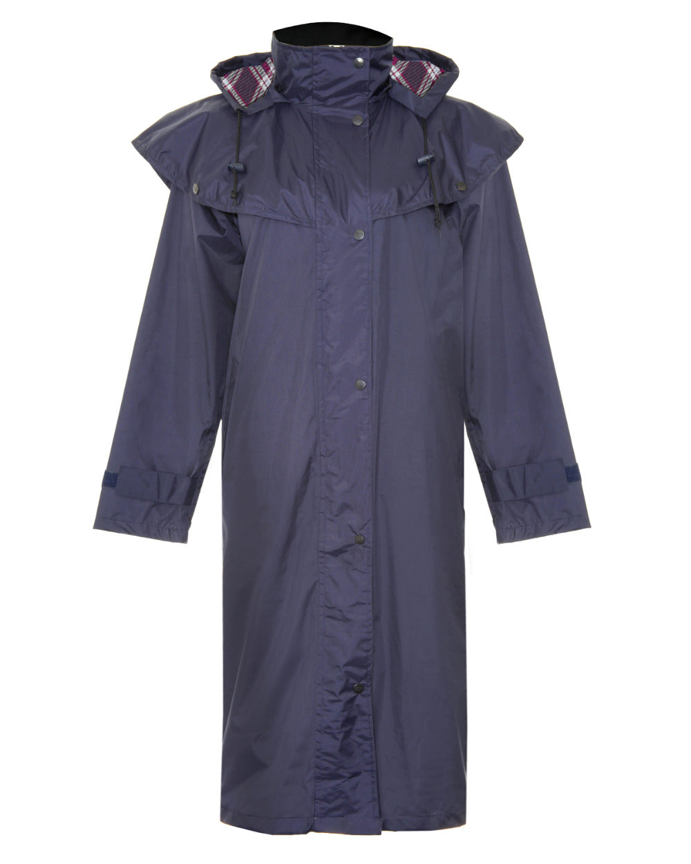 Navy Coloured Champion Sandringham Long Waterproof Coat On A White Background