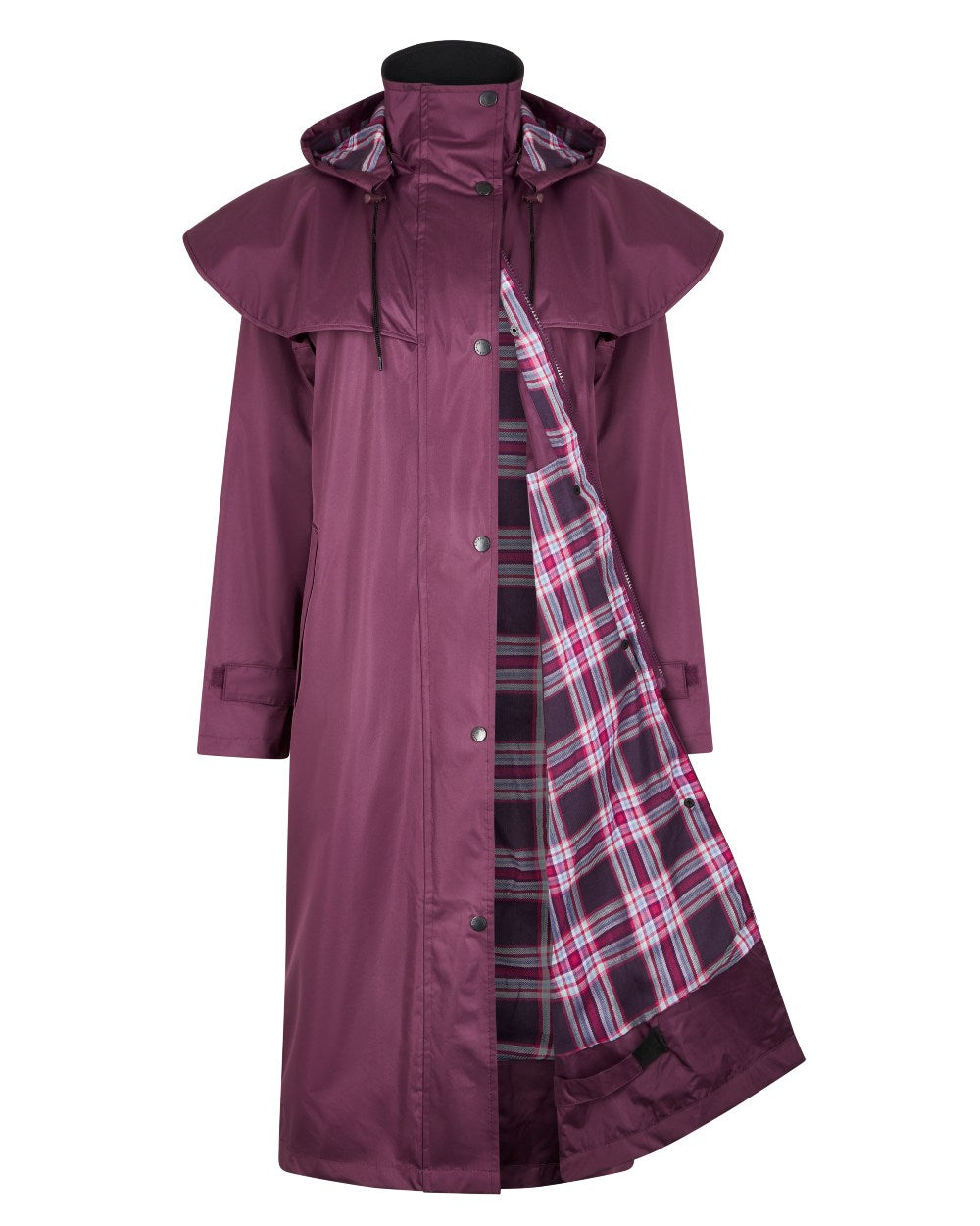 Plum Coloured Champion Sandringham Long Waterproof Coat On A White Background