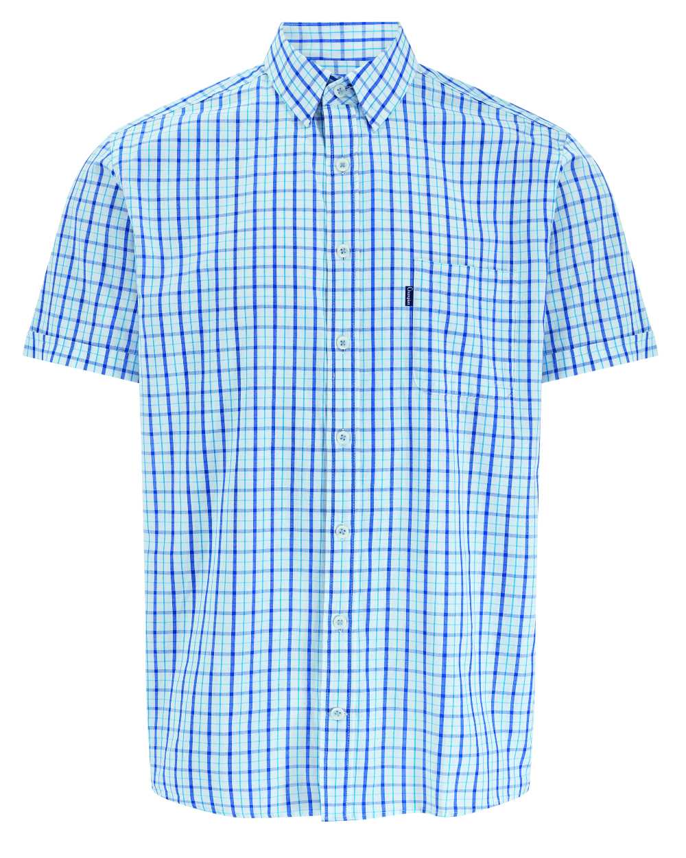 Blue Coloured Champion Whitstable Short Sleeve Shirt On A White Background 
