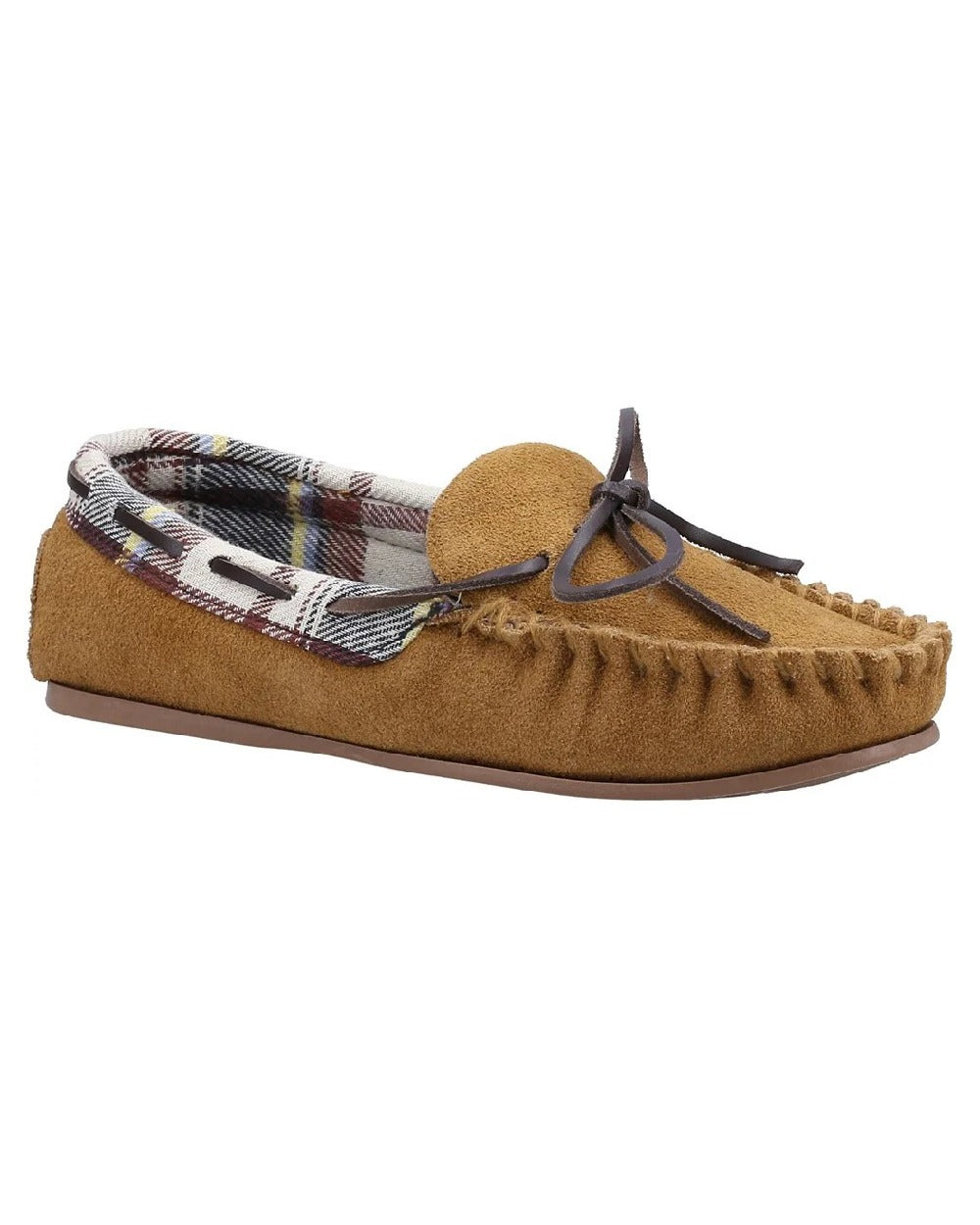 Tan coloured Cotswold Chatsworth Slippers on white background