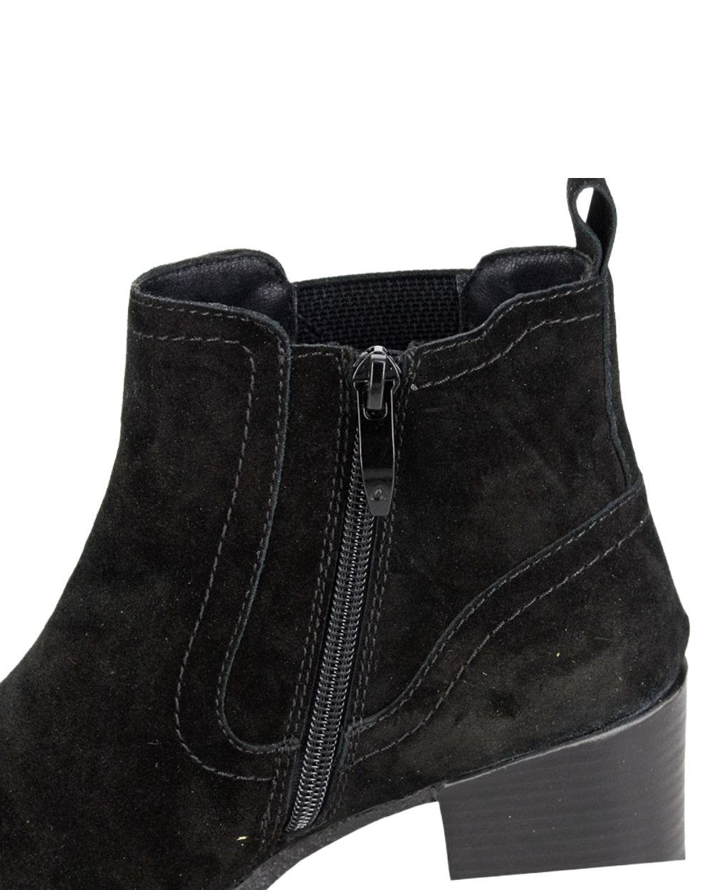 Black Coloured Cipriata Womens Alessina Gusset Inside Zip Ankle Boots on White Background