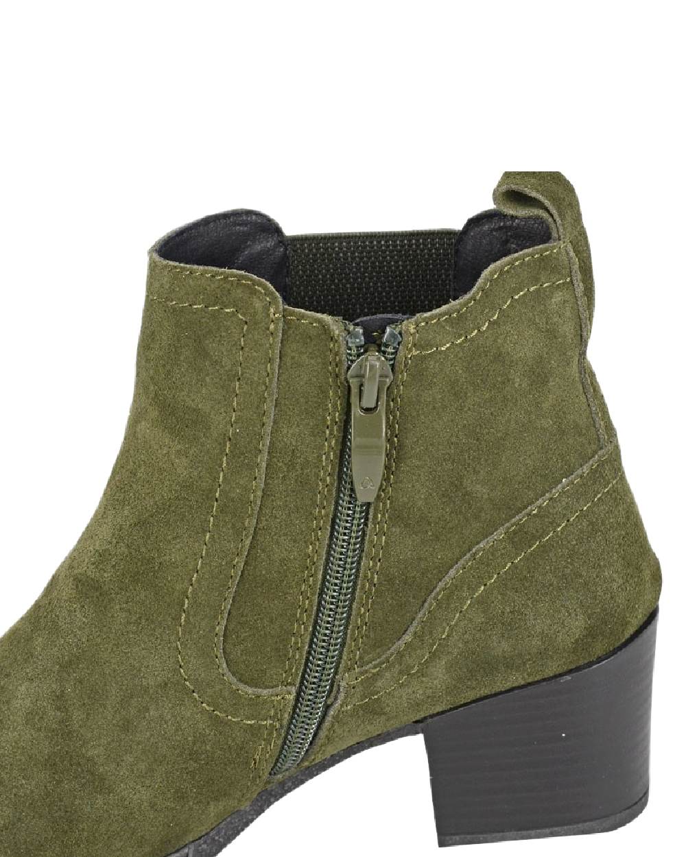 Khaki Coloured Cipriata Womens Alessina Gusset Inside Zip Ankle Boots on White Background