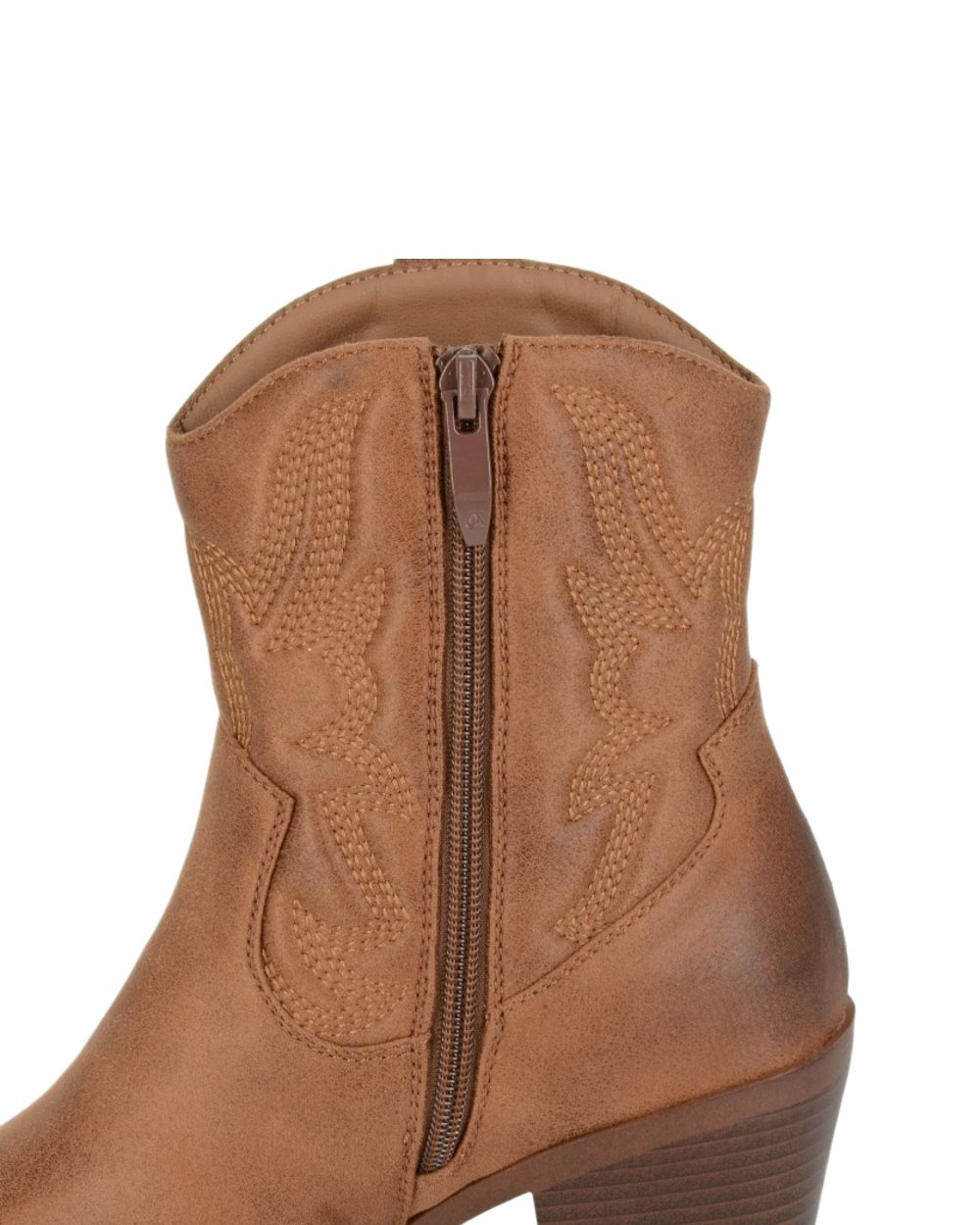 Tan Coloured Cipriata Womens Bertilla Inside Zip Western Cowgirl Ankle Boots on White Background