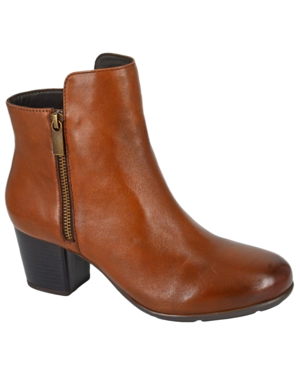 Tan Coloured Cipriata Womens Cleope Twin Zip Pull On Ankle Boots on White Background