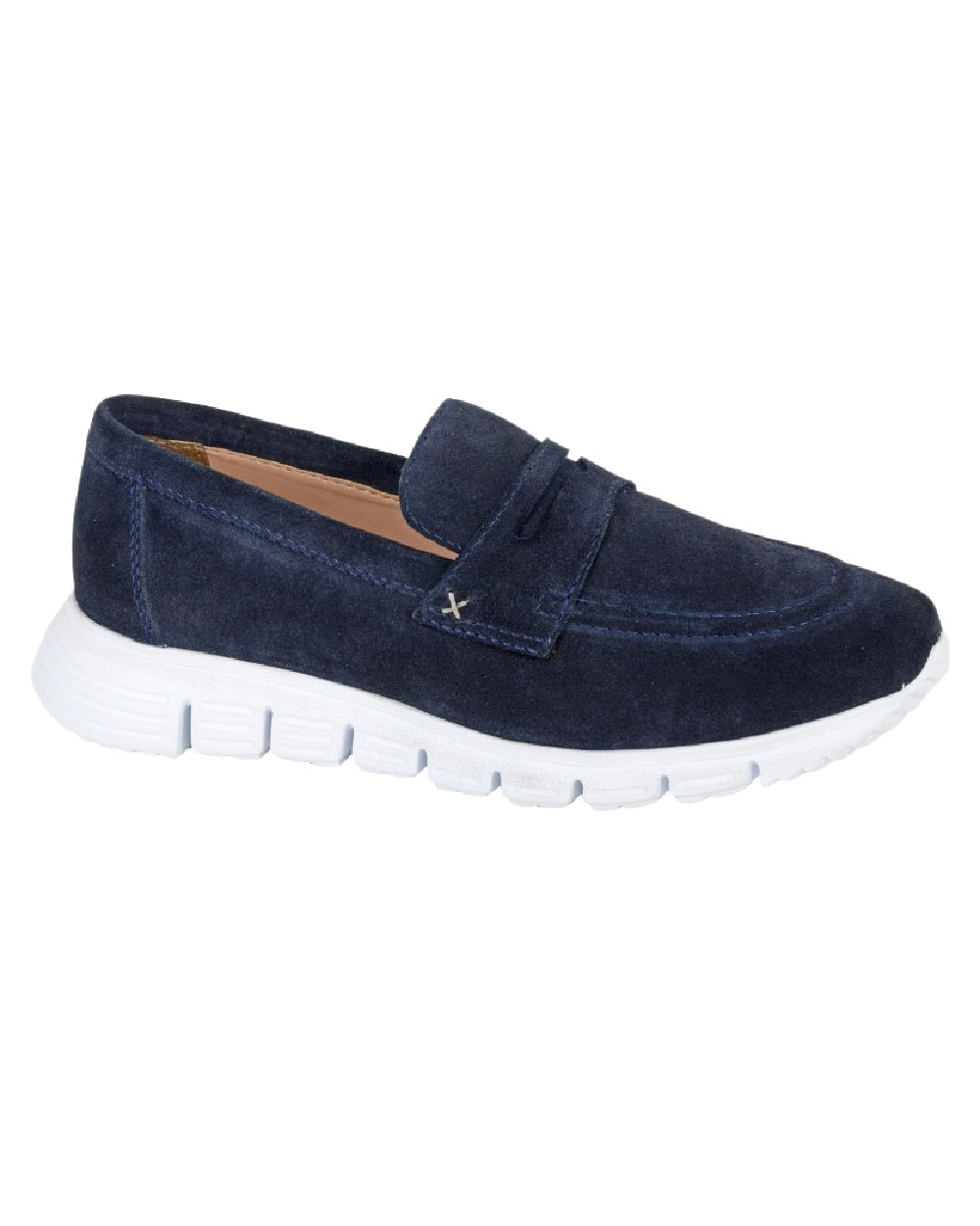 Navy Coloured Cipriata Womens Felisa Metropolitan Slip On Trainers on White Background