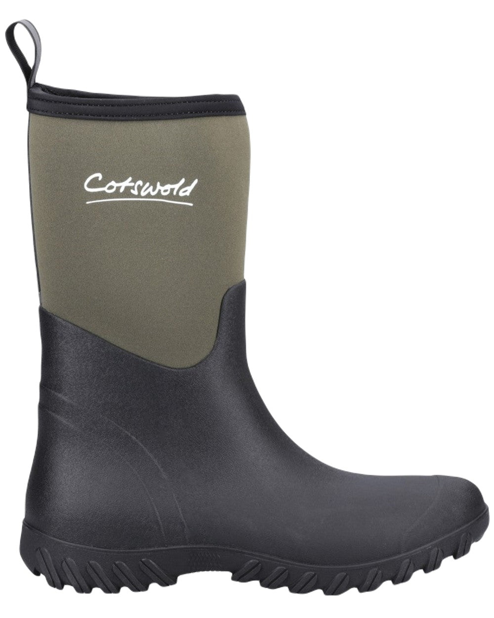 Green Coloured Cotswold Ashmead Wellingtons on White Background