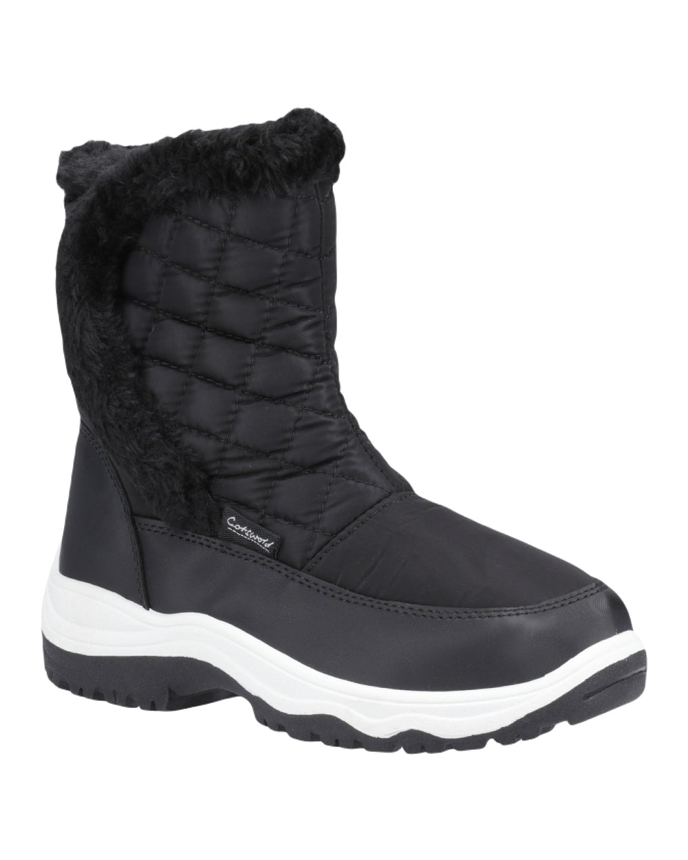 Black Coloured Cotswold Womens Butterrow Snowboots on White Background