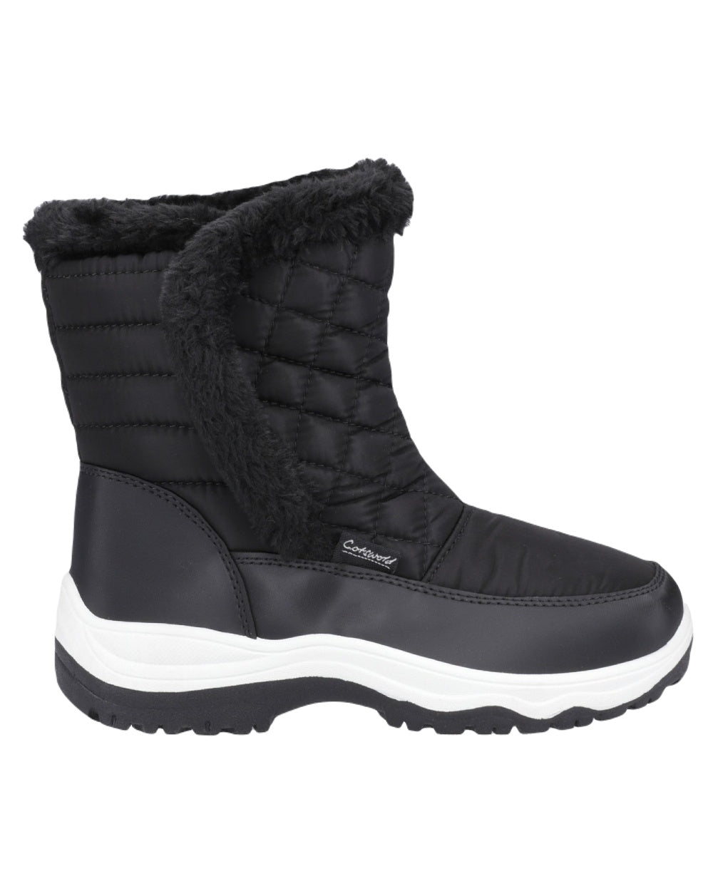 Black Coloured Cotswold Womens Butterrow Snowboots on White Background