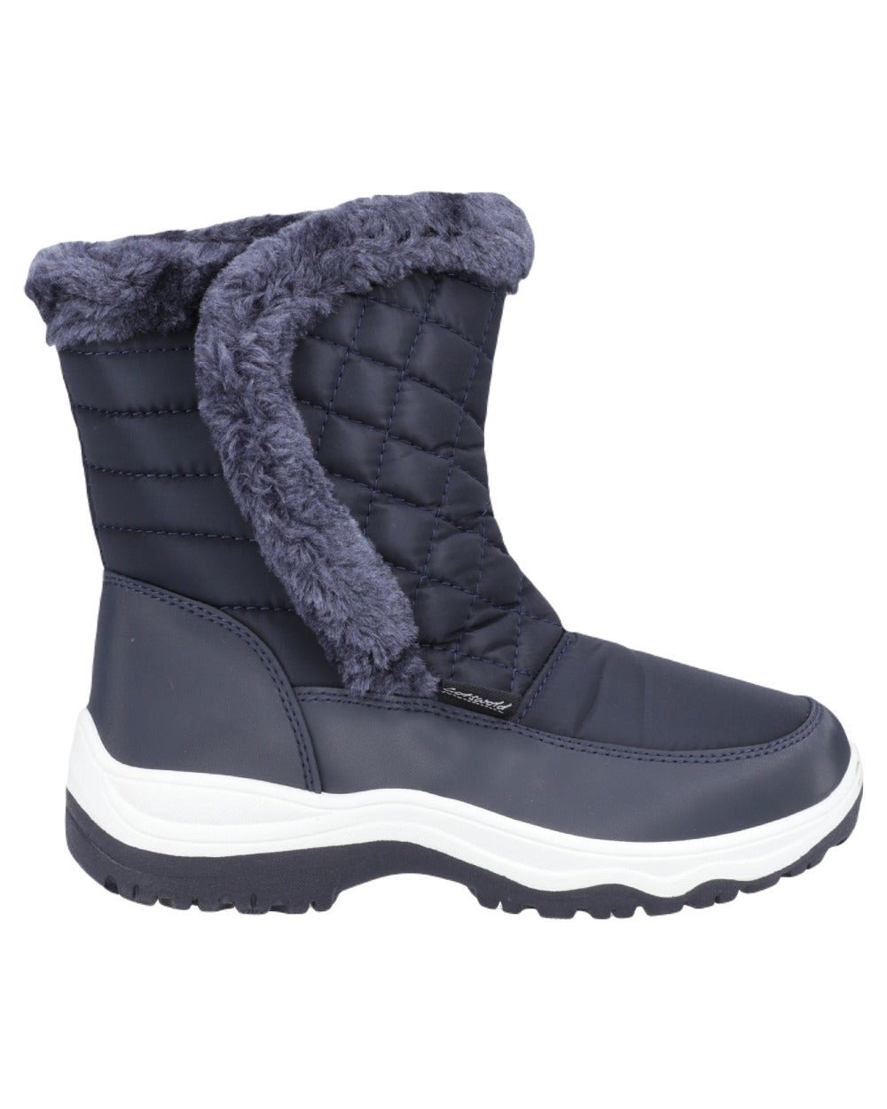 Navy Coloured Cotswold Womens Butterrow Snowboots on White Background