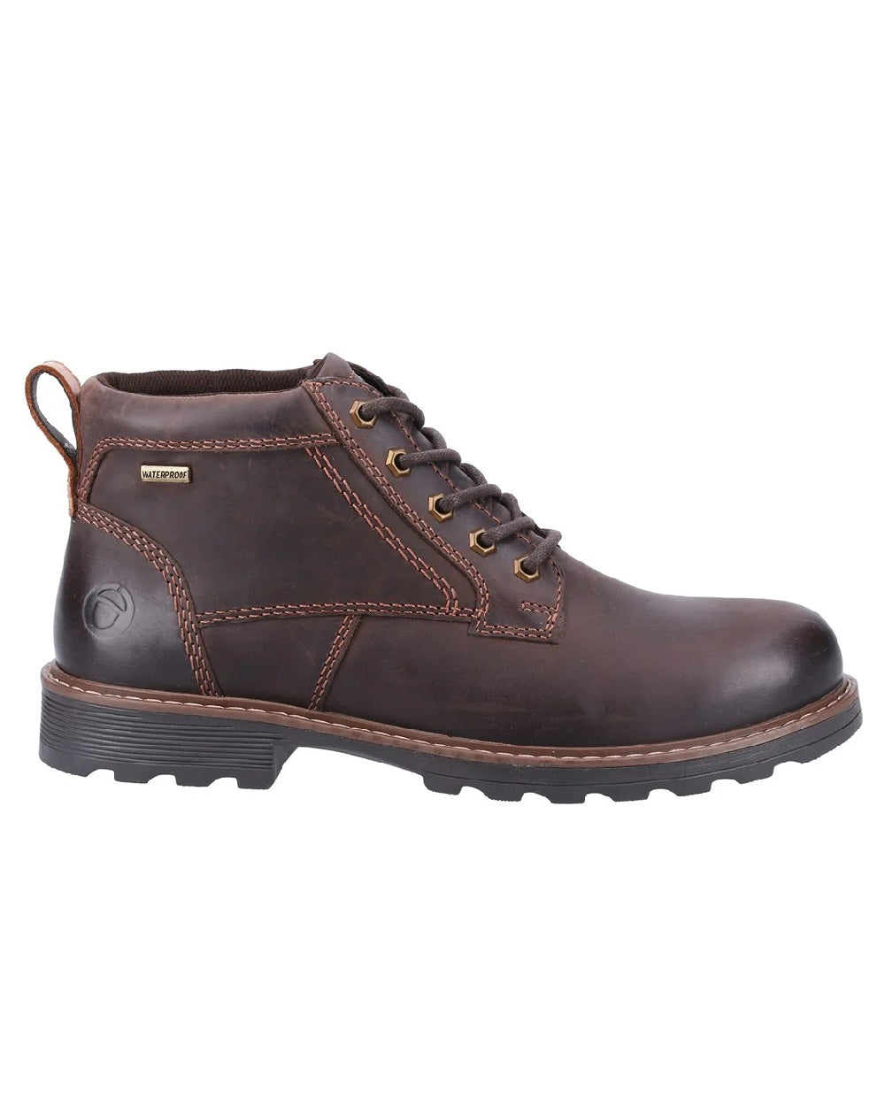 Brown coloured Cotswold Falfield Boots on white background 