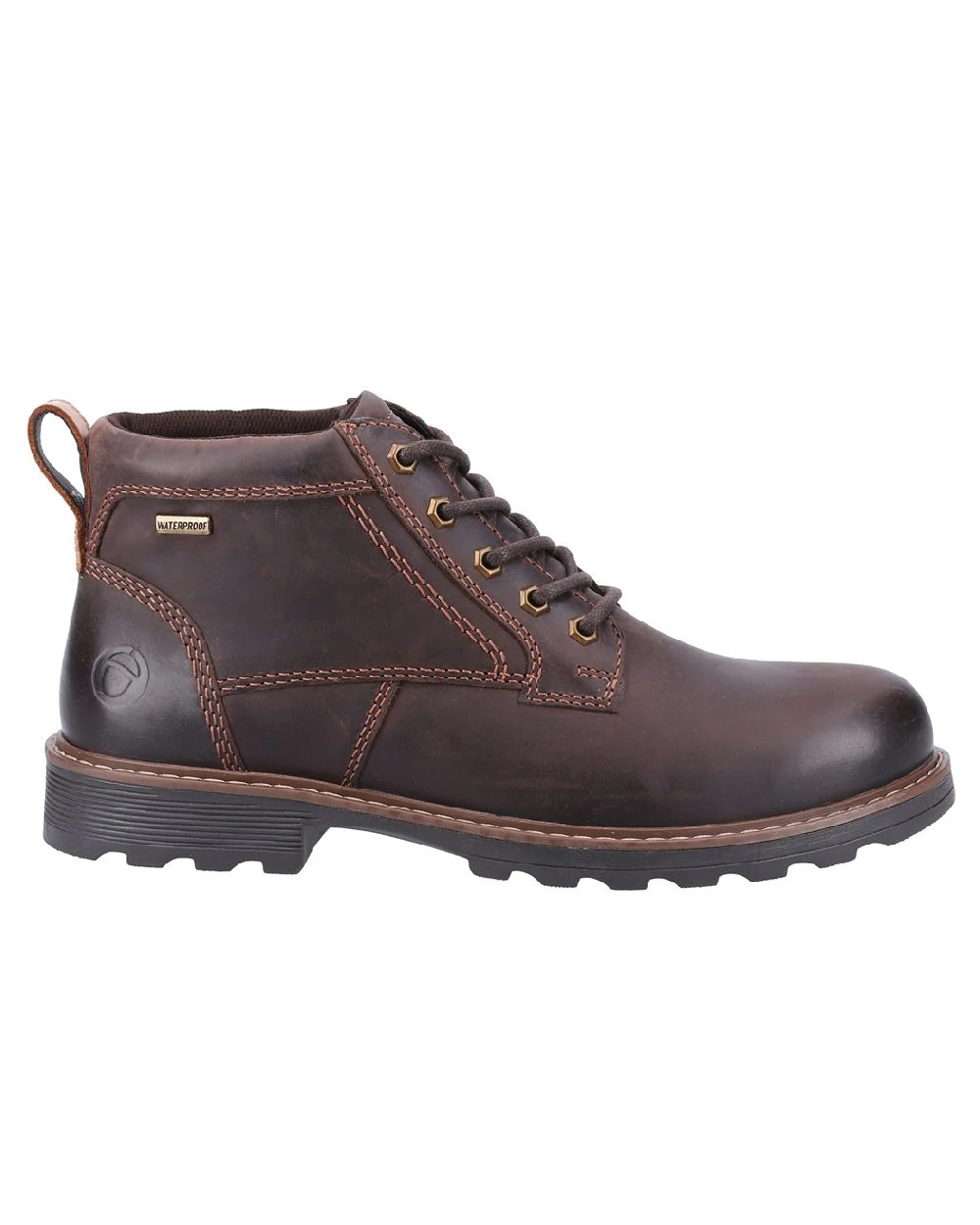 Brown coloured Cotswold Falfield Boots on white background