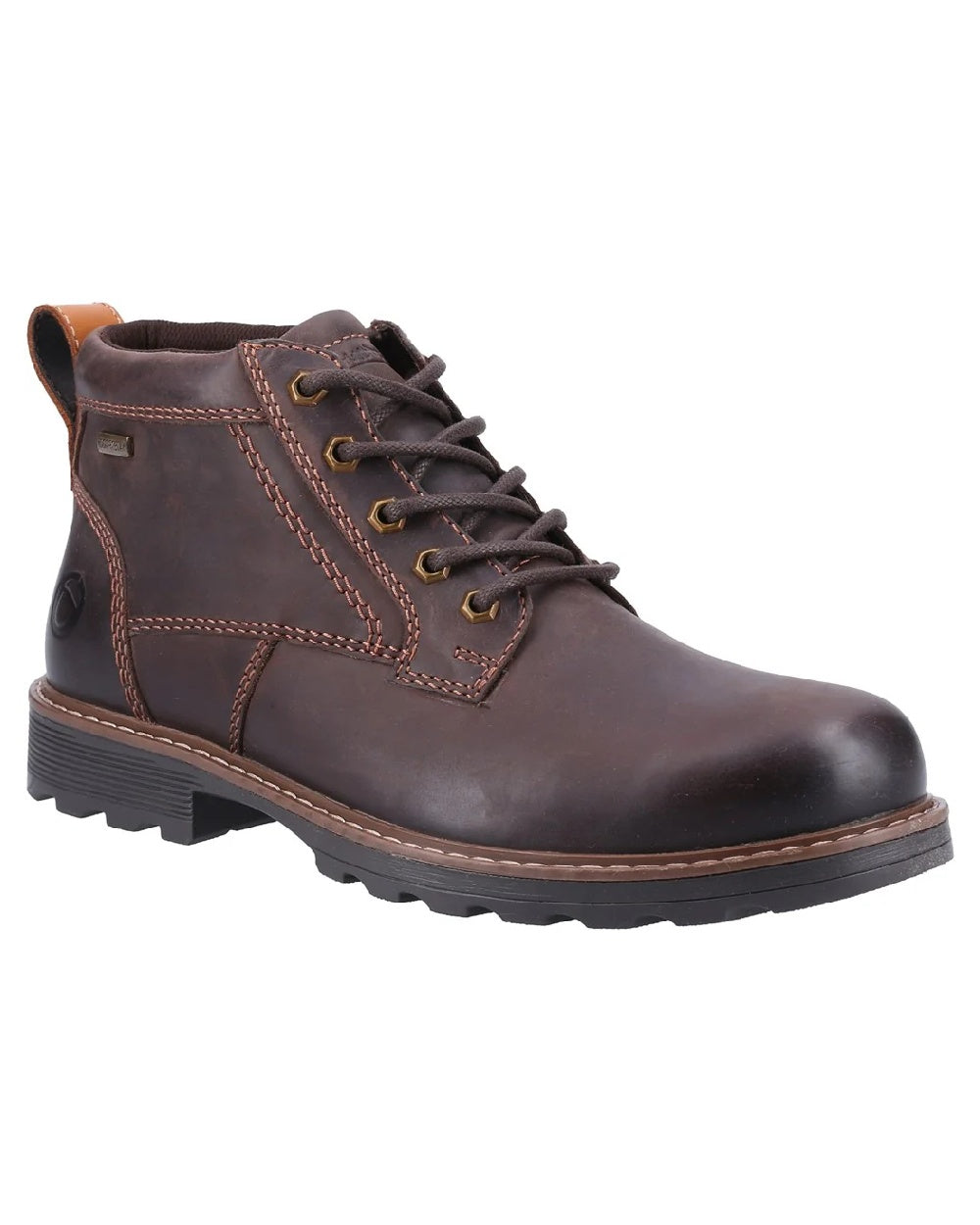 Brown coloured Cotswold Falfield Boots on white background
