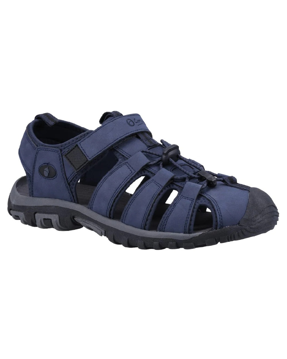 Navy coloured Cotswold Furze Sandals on white background 