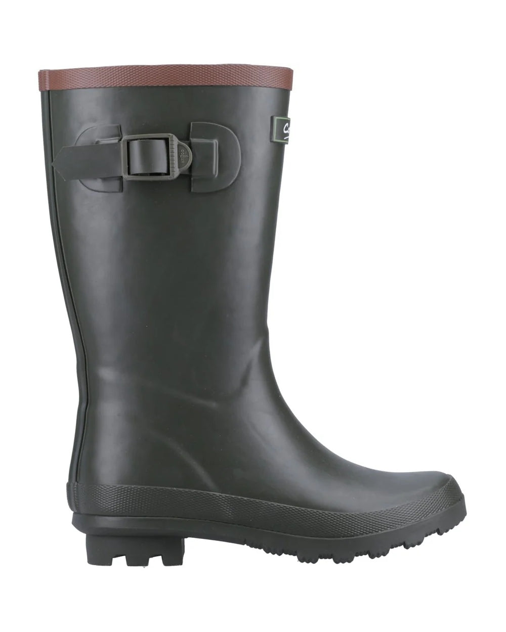 Green coloured Cotswold Kids Bowldown Wellingtons on white background
