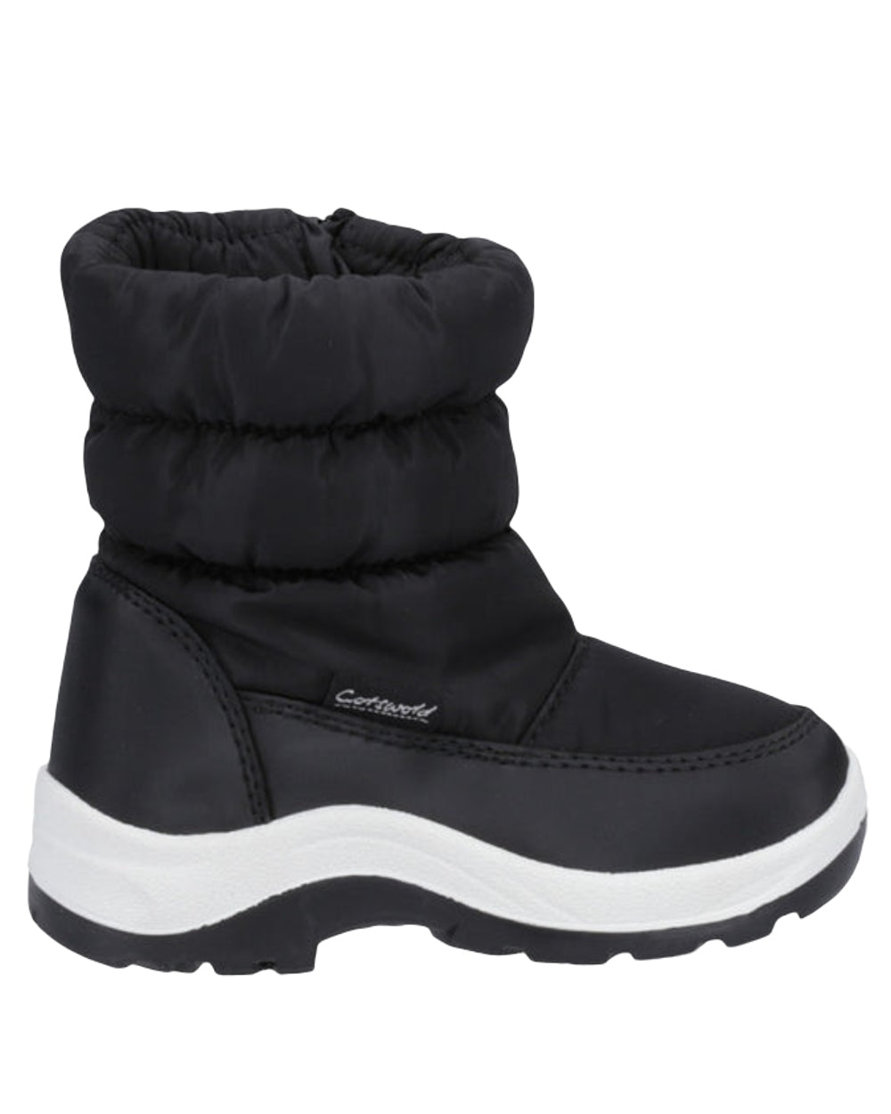 Black Coloured Cotswold Childrens Tirely Snowboots on White Background