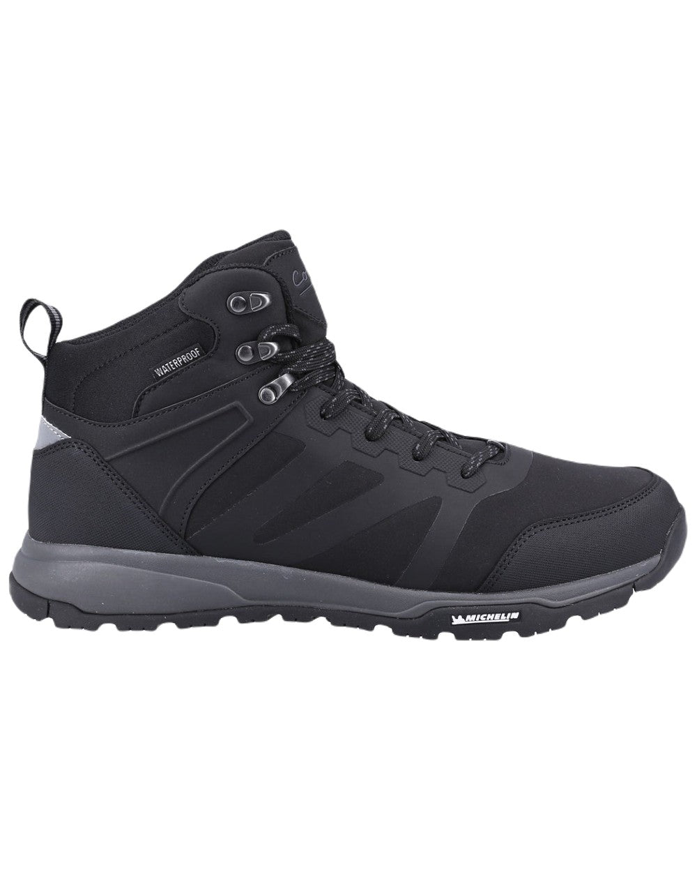 Black coloured Cotswold Kingham Mid Mens Boots on white background