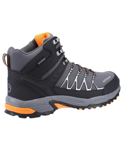 Grey/Orange coloured Cotswold Mens Abbeydale Mid Hiking Boots on white background 