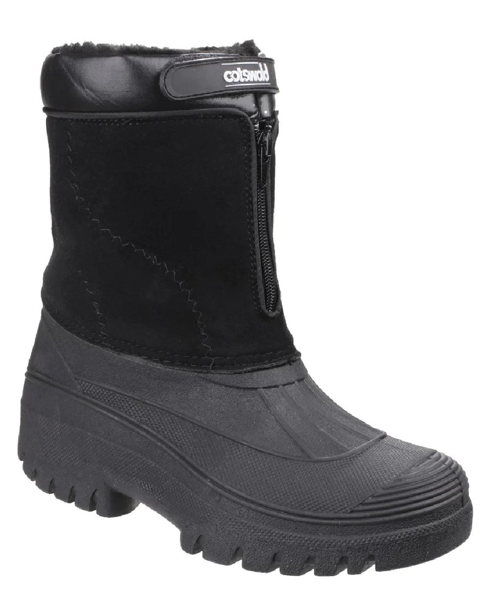 Black coloured Cotswold Mens Venture Waterproof Winter Boots on white background 