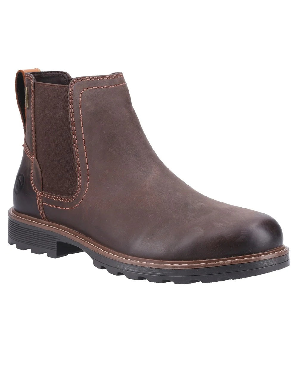 Brown coloured Cotswold Nibley Boots on white background 