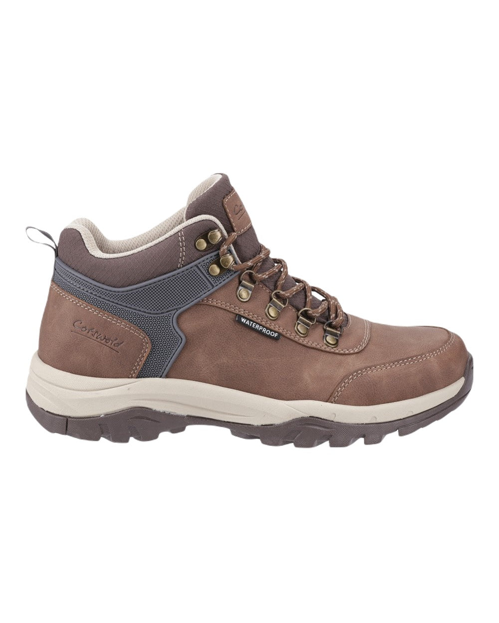 Brown Coloured Cotswold Mens Overbury Hiking Boots on White Background