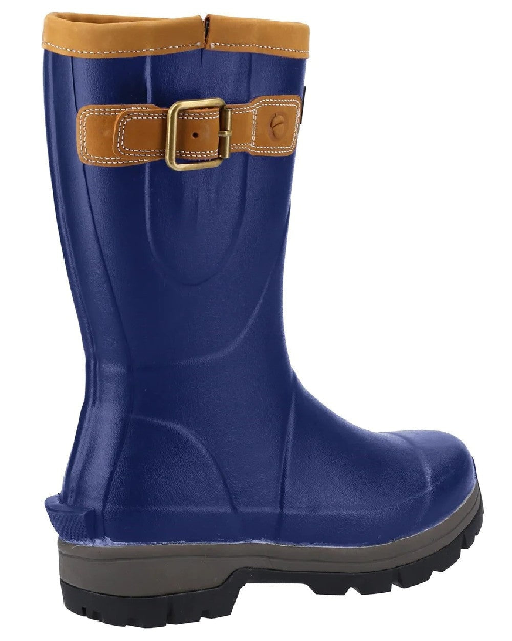 Navy coloured Cotswold Stratus Short Wellingtons on white background 