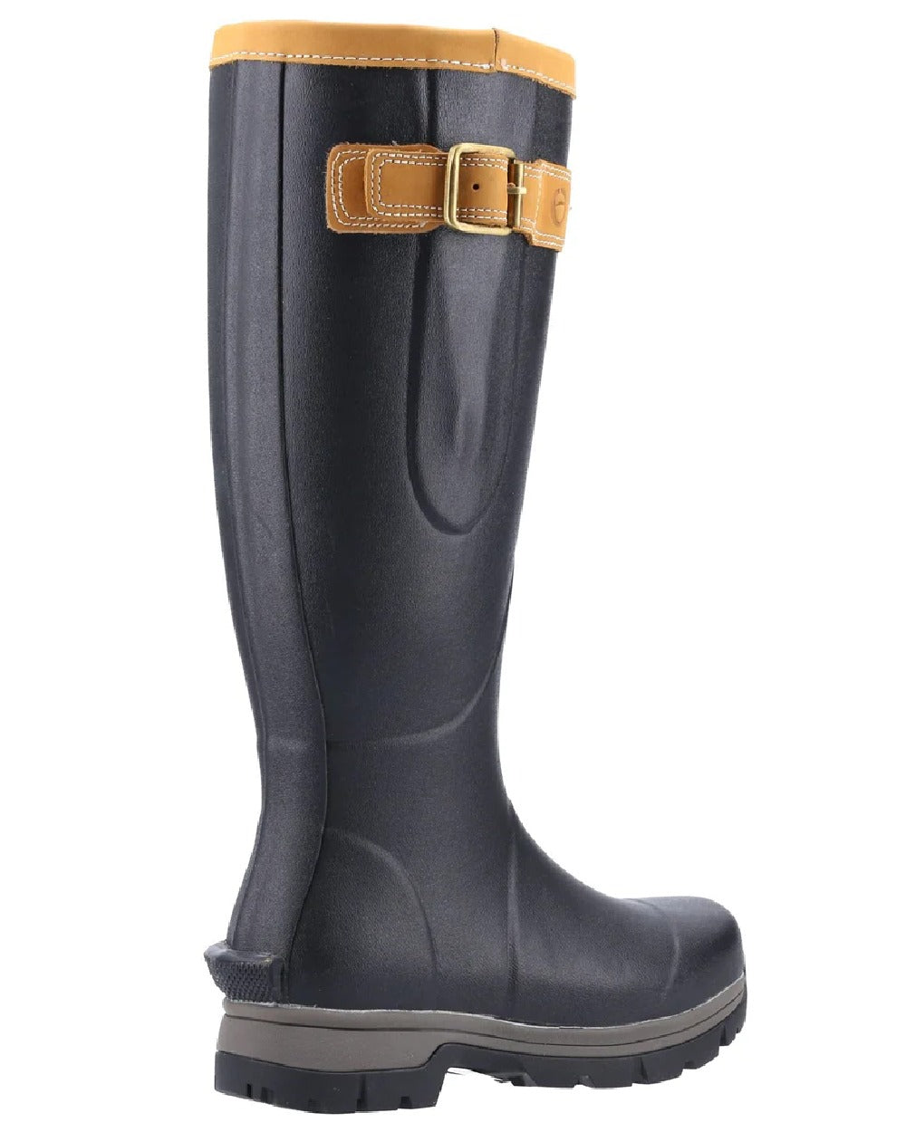Black coloured Cotswold Stratus Wellingtons on white background 