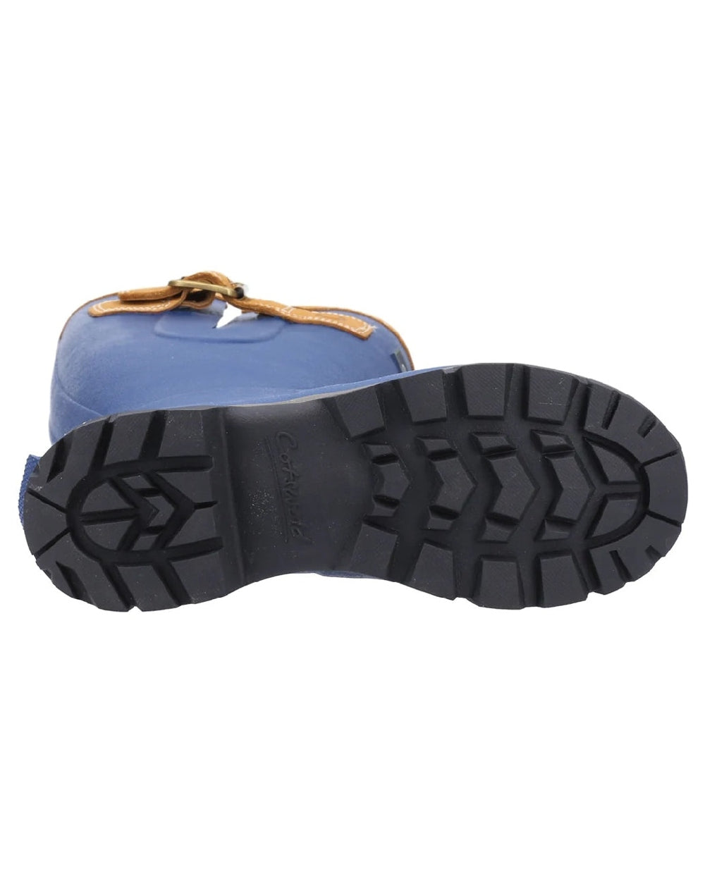 Blue coloured Cotswold Stratus Wellingtons on white background