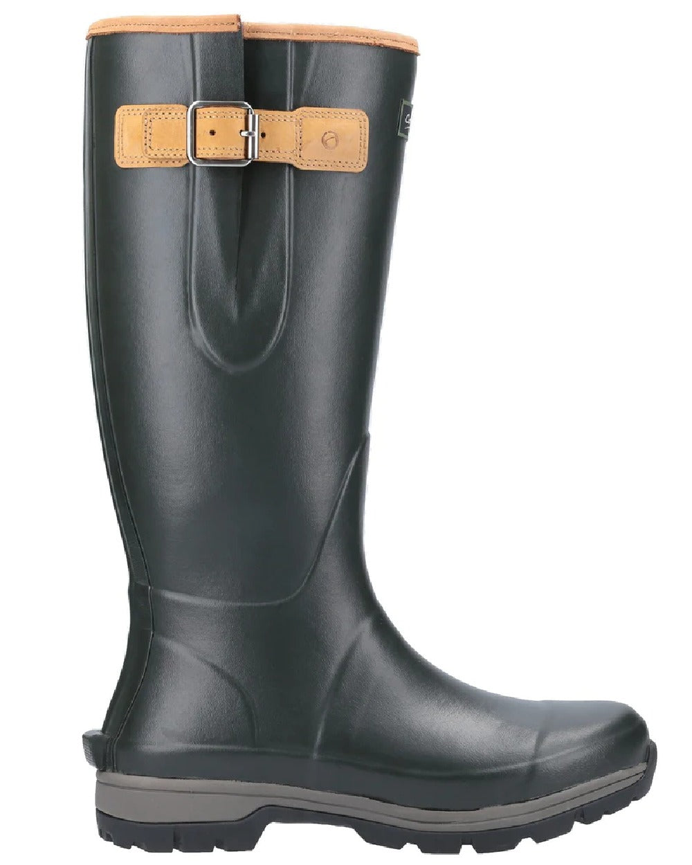 Green coloured Cotswold Stratus Wellingtons on white background