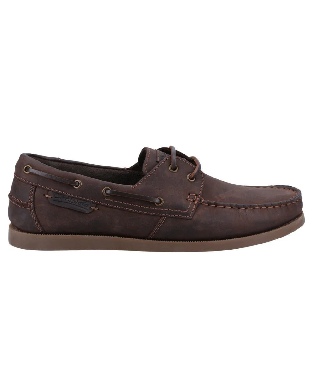 Brown coloured Cotswold Waterlane Shoes on white background