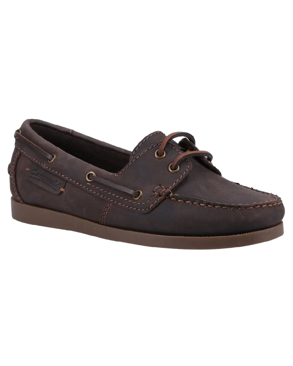 Brown coloured Cotswold Waterlane Shoes on white background