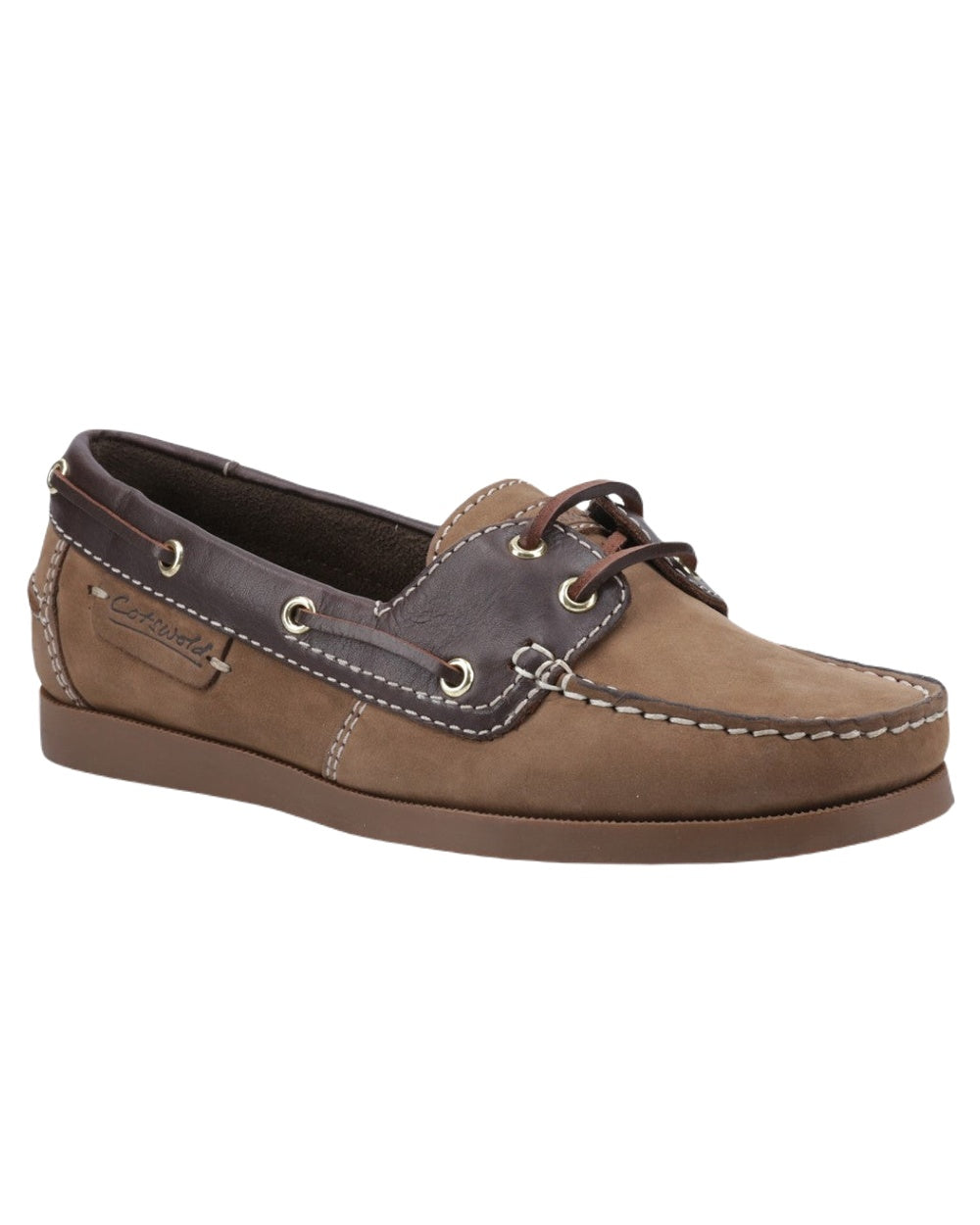 Taupe Brown Coloured Cotswold Waterlane Shoes on White Background