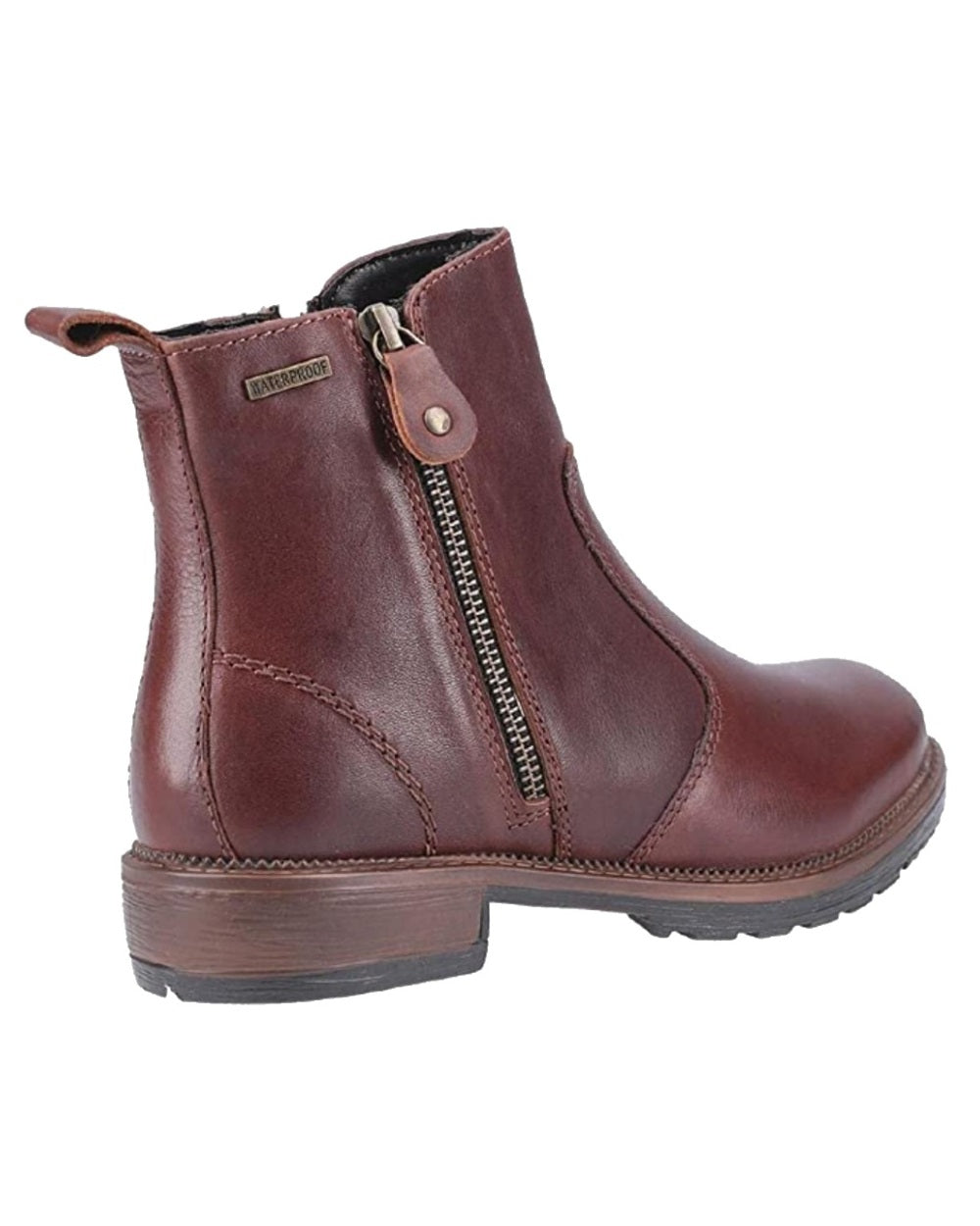Brown coloured Cotswold Womens Ashwicke Zip Ankle Boots on white background