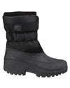 Black coloured Cotswold Womens Chase Zip Up Winter Boots on white background #colour_black