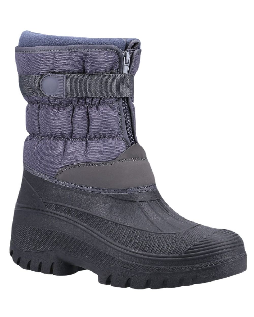 Grey coloured Cotswold Womens Chase Zip Up Winter Boots on white background 