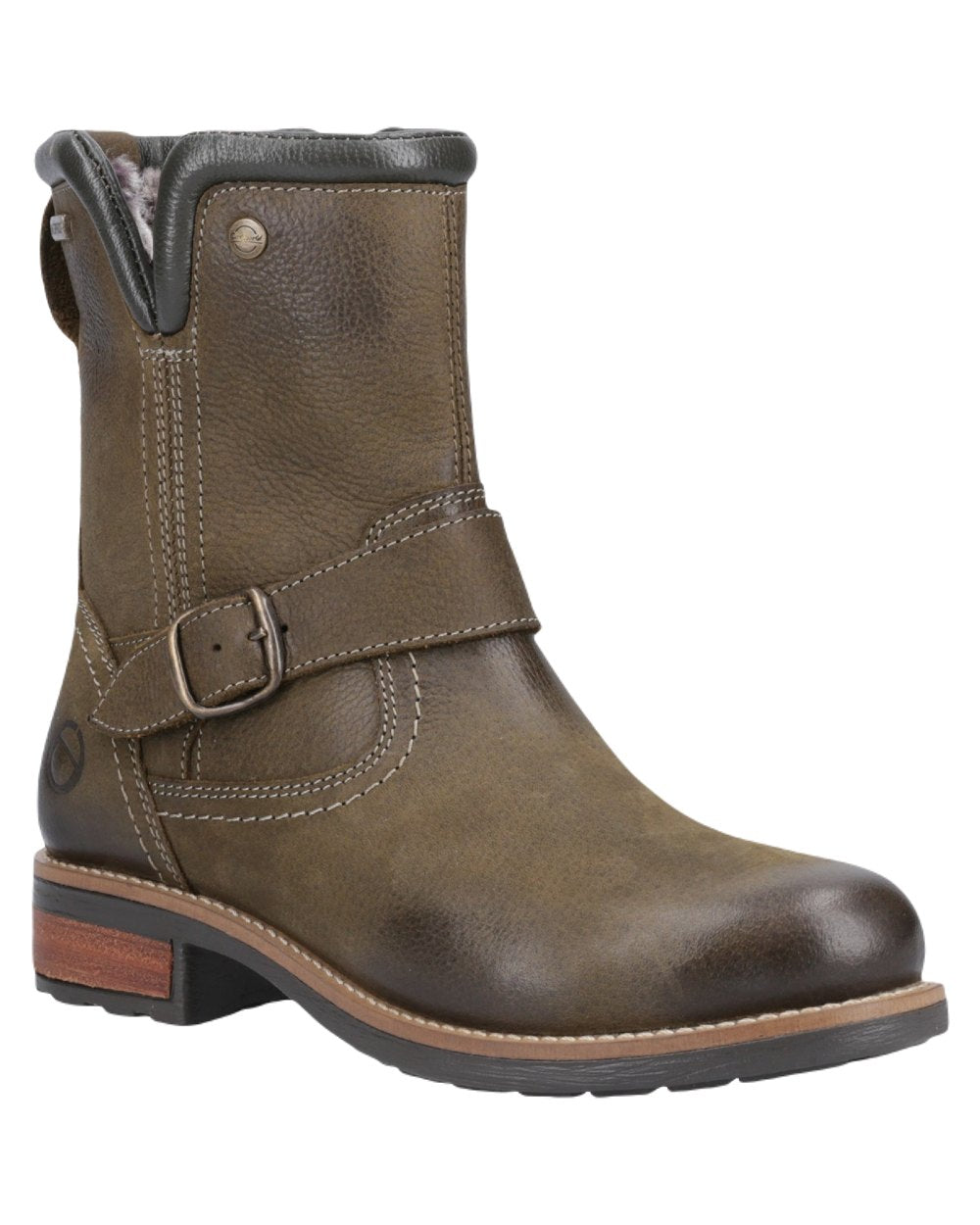 Khaki Coloured Cotswold Womens Kinsham Ankle Boots on White Background