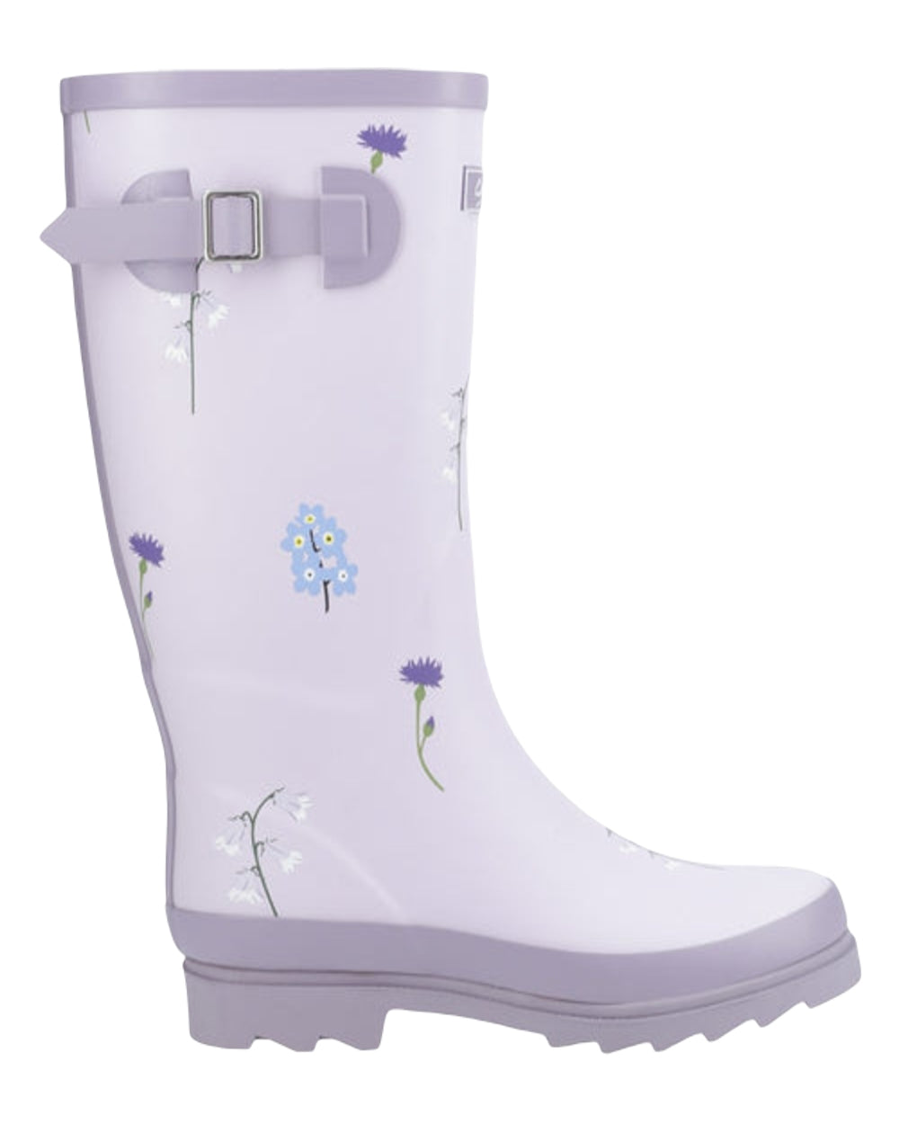 Lilac Coloured Cotswold Womens Wildflower Tall Wellingtons on White Background